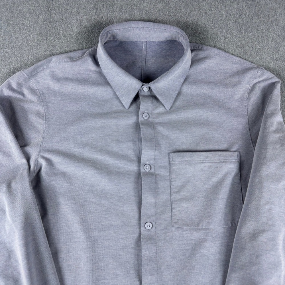 Lululemon Commission Shirt Mens Large Blue Button Up Long Sleeve Performance